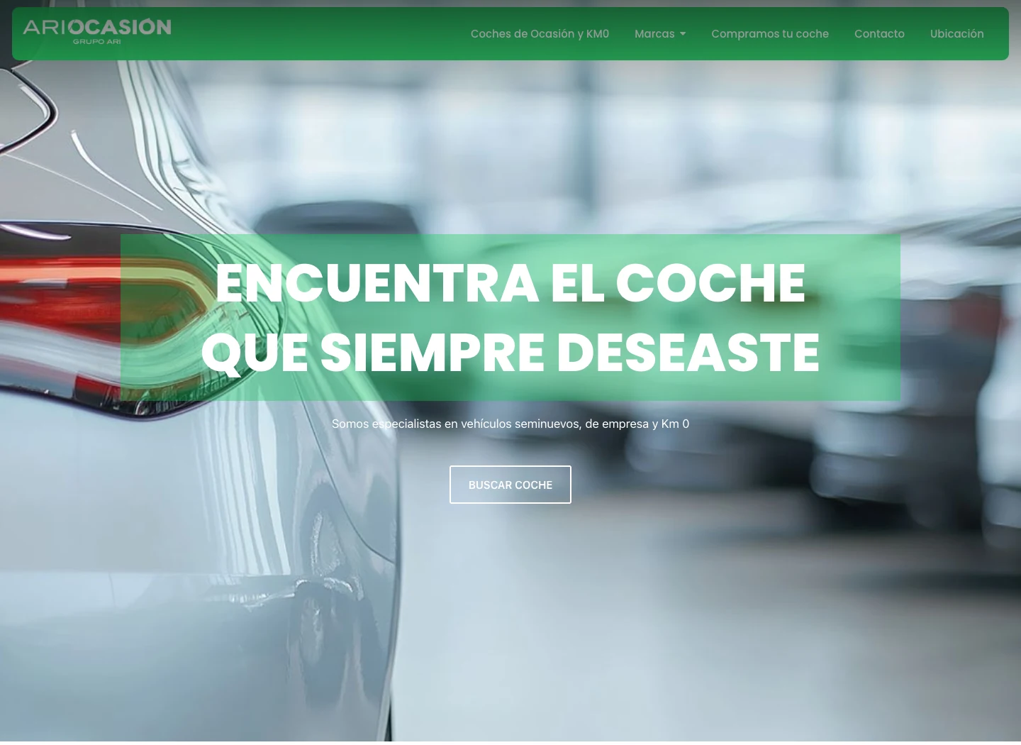 Home de AriOcasión antes del rediseño, recuperada de la revisión original